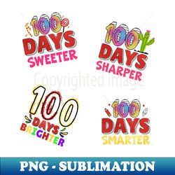 Colorful 100th Day Of School Stickers Pack - Elegant Sublimation PNG Download - Unlock Vibrant Sublimation Designs