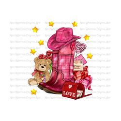 Valentines boots and hat png sublimation design download, Valentine's Day png, Valentine's Cowgirl png, sublimate designs download