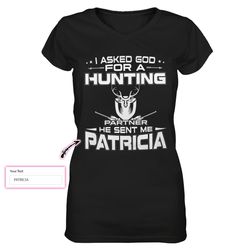 Asking God For A Hunting Partner Ez26 1110 Custom Women V-Neck T-Shirt