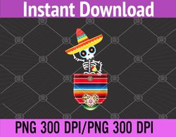 Calaca Blanket Pocket Serape Mexican Gifts Cinco De Mayo PNG, Digital Download