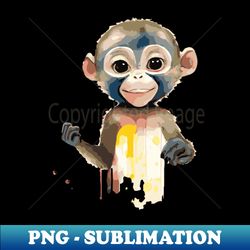 Happy Baby Monkey Watercolor - Retro PNG Sublimation Digital Download - Fashionable and Fearless