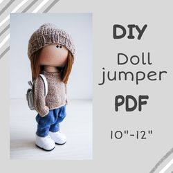 Knitted jumper tutorial. Easy PDF instructions for doll clothing