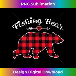 Red Plaid Christmas Costume Fishing Bear Ugly Holiday Tank T - Bohemian Sublimation Digital Download - Enhance Your Art with a Dash of Spice