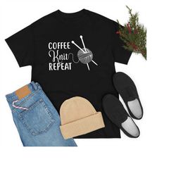 Coffee Knit Repeat Shirt, Funny Shirt, Grandma Knitting Shirt, Grandma Knitting Tee, Gift For Grandma, Knitting Lover, K