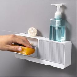 Wall Mounted double Soap Box Soap With storage space Draining Rack Bathroom Soap Holder