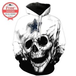 Dallas Cowboys Football Team Skull Horror Unisex Hoodie Unisex 3D All Over Print
