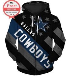 Dallas Cowboys Unisex Sweatshirt Zip Up Skull Hoodie Unisex 3D All Over Print