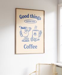 coffee print, retro drink poster, modern kitchen decor, retro poster, vintage poster, kitchen decor, retro illustration,