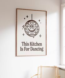trendy kitchen decor, cute dance art, kitchen wall art print, retro disco ball print, groovy kitchen poster, retro wall