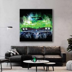 Car Wall Art, Green Car Wall Art, Classic Car Canvas Art, Roll Up Canvas, Stretched Canvas Art, Framed Wall Art Painting