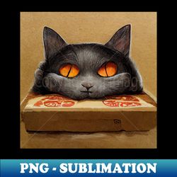 Fat Cat resting his face on a pizza box - Trendy Sublimation Digital Download - Defying the Norms