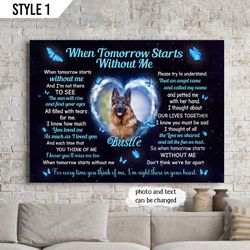 Dog Loss Gift, When Tomorrow Start Without Me Canvas // Pet Loss Gifts // Personalized Pet Memorial Canvas