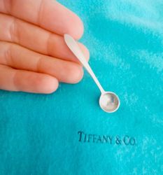 TIFFANY & CO FANEUIL salt cellar mini spoon in sterling silver 925 Long cm 5.5 inches 2 1/4" silverware cutlery No engra