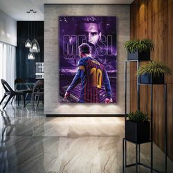 GOAT, Lionel Messi Wall Art, Football Wall Decor, Messi Canvas Art, Roll Up Canvas, Stretched Canvas Art, Framed Wall Ar