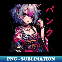 punk   panku anime girl with kimono V2 - Sublimation-Ready PNG File - Stunning Sublimation Graphics