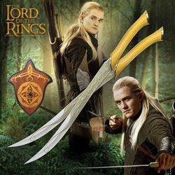 Lord of Ring Replica swords - Legolas Greenleaf's Elven Dual Swords-with FREE wall plaque Best for Christmas Gifts| Gift