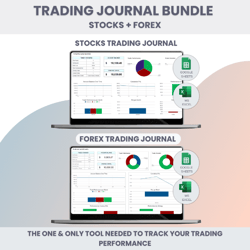 Trading Journals Stocks / Forex in Google Sheets and Excel Template