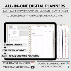The Ultimate All-In-One Digital Planner 2024, 2025 & Undated, 5 Theme Colors - ChartSheets