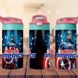 Captain America Design Tumbler ,kids 12oz Flip top Sippy Tumbler Sublimation design tumbler Png File ,Digital Download