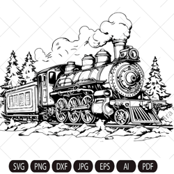 Steam locomotive vintage / Steam locomotive retro SVG/ Vintage transport/ Old train/ Ttrain in the forest