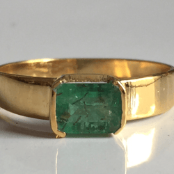 Natural Emerald Men Ring In 18k Solid Hallmarked Gold