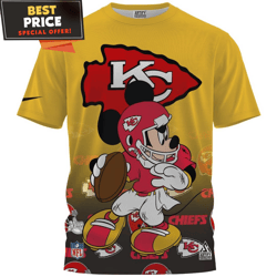 Kansas City Chiefs x Mickey Player Fullprinted TShirt, Unique Kansas City Chiefs Gifts  Best Personalized Gift  Unique G