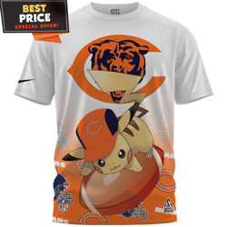 Chicago Bears x Pikachu Football Player TShirt, Chicago Bears Presents  Best Personalized Gift  Unique Gifts Idea