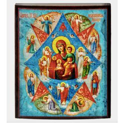 Virgin Mary the Unburnt Bush Orthodox Icon on Wood | High quality serigraph icon on wood | Size: 4.5 x 3.5"