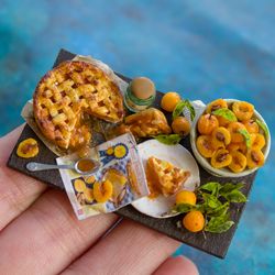Miniature kitchen set for peach pie2 | Miniature food | Dollhouse miniature