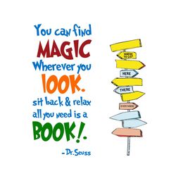 You Can Find Magic Wherever You Look Svg, Dr Seuss Svg, Dr Seuss Quotes, Best Quotes, Magic Svg, Book Svg, Love Reading,