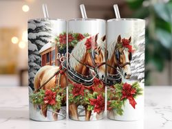 Christmas Horse Tumbler, 20 oz Skinny Tumbler, Gift For Lover, Gift For Her