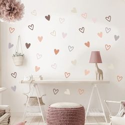36 Heart Shape Boho Wall Stickers - Trendy Home Decor for Living Room, Bedroom, Kids Room