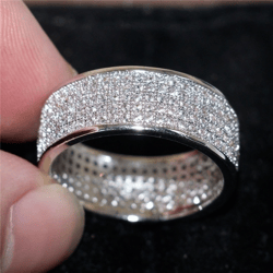 Round White Zircon Silver & Gold Women's Engagement Wedding Ring - Unisex Jewelry Gift