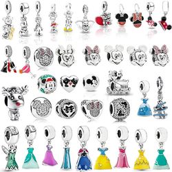 Disney Mickey Minnie Beaded Charm for Pandora Bracelet - Snow White Theme Jewelry, Anime Accessories for Girls - Kids Bi