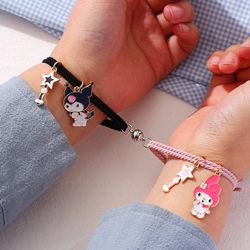 2Pcs Magnetic Couple Bracelets with Elastic Rope | Friendship Charms & Fashion Jewelry for Women and Girls