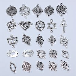 10pcs Antique Silver Connector Charms for Jewelry Making - Earring, Necklace, Bracelet Findings