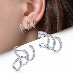 925 Sterling Silver Stud Earrings: Creative Vintage Unusual Irregular Metal Jewelry for Women & Men
