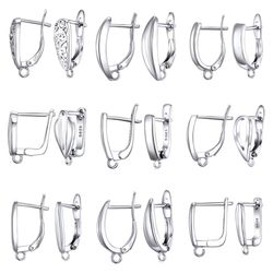 Handmade 925 Sterling Silver Hollow Hook Earrings Clasps for DIY Jewelry Making