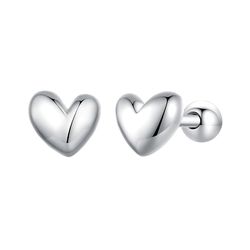 925 Sterling Silver Heart Stud Earrings | Platinum-Plated Minimalist Women's Jewelry | Bamoer Fine Gift