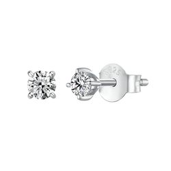 Bamoer 925 Silver Round Moissanite Stud Earrings: Women's Engagement & Wedding Jewelry Gift MSE038