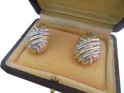 KNOT EARRINGS in STERLING silver 835 and gold plated oval shape Made in Italy Original in gift box