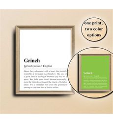Grinch Definition Poster Printable | Set of 2