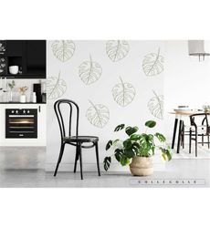 monstera leaves wall decals - pack of 12
