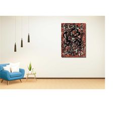 Jackson Pollock Red Art Canvas Painting,Jackson Pollock Vintage Exhibition Poster,Jackson Pollock Print Art,Modern Art,R