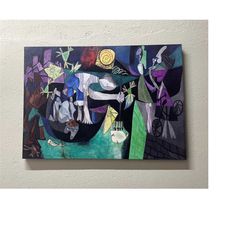 canvas home decor, 3d canvas, canvas art, pablo picasso night fishing at antibes, famous canvas gift, pablo picasso canv