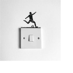 footballer light switch wall decals - football themed room