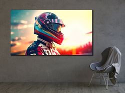 Motorcycle Canvas Wall Art, Motorcycle Racer Graffitti Print, Racer poster, Colorful Canvas Poster, Office Wall Painting