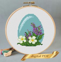 Easter pattern pdf cross stitch, Easy embroidery egg DIY, small pattern for kids