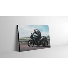 Captain America Riding Motorcycle Canvas Print Wall Art