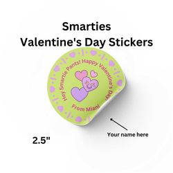 Custom Valentine's Day Stickers | Stickers for Kids | Labels | School Stickers | Smarties | Personalized Stickers | Dayc